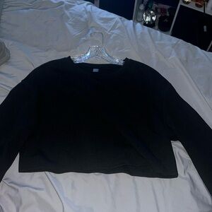 Black Long Sleeve Cropped Top